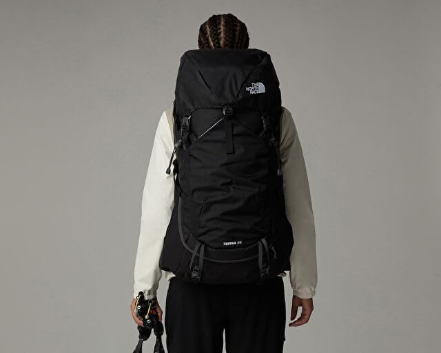 The North Face Terra 55 Backpack - Unisex Hiking Pack, Cinch-Top Opening with Zipper, Pole & Ice Axe Attachments, TNF Black/Asphalt Grey-NPF, Large/X-Large