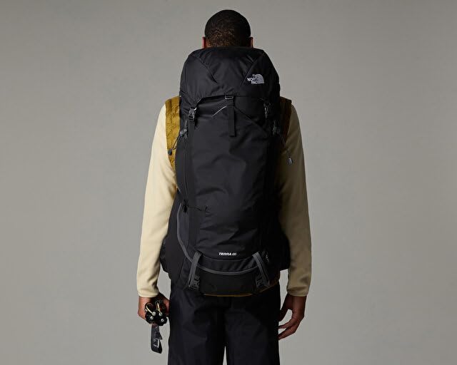 The North Face Terra 65 Backpack - Unisex Hiking Pack, Cinch-Top Opening with Zipper, Pole & Ice Axe Attachments, TNF Black/Asphalt Grey-NPF, Large/X-Large
