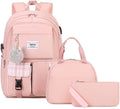 Joymoze Women Fashion Travel Backpack Set Roomy Laptop Rucksack Set Casual Daypack for Girl Pink