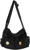 Canvas Messenger Bag Large Hobo Crossbody Bags with Multiple Pockets,School Vintage Shoulder Laptop Bag for Women and Men