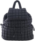 VAKAER Puffer Backpack for Women Lightweight Quilted Hiker Pack with Drawstring Padding Backpacks for Travel Gym (Black)
