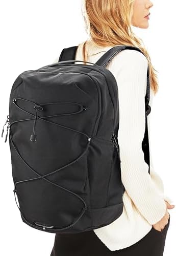KEOFID Casual Backpack for Men and Women, Hiking Backpack for Travel, Black Daypacks for Sports, College, Water Resistant(Black)