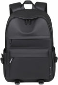 Black School Backpack Women Men, Waterproof Lightweight Small Backpack 15.6 Inch Laptop Backpack for Boys Girls Teens Travel Gym Work College Daypack carry on flight approved School Bag Bookbag