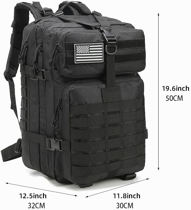 Tactical Backpack for Men, 45L Military Gym Backpacks, Large 3-Day Assault Pack Bug Out Bag MOLLE Daypack for Rucking Fishing Camping (Green)