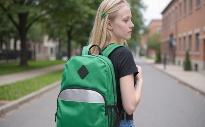 Trail maker Reflective School Backpack for Kids | Colorful Backpack with Adjustable Straps, Side Water Bottle Pockets (Green)