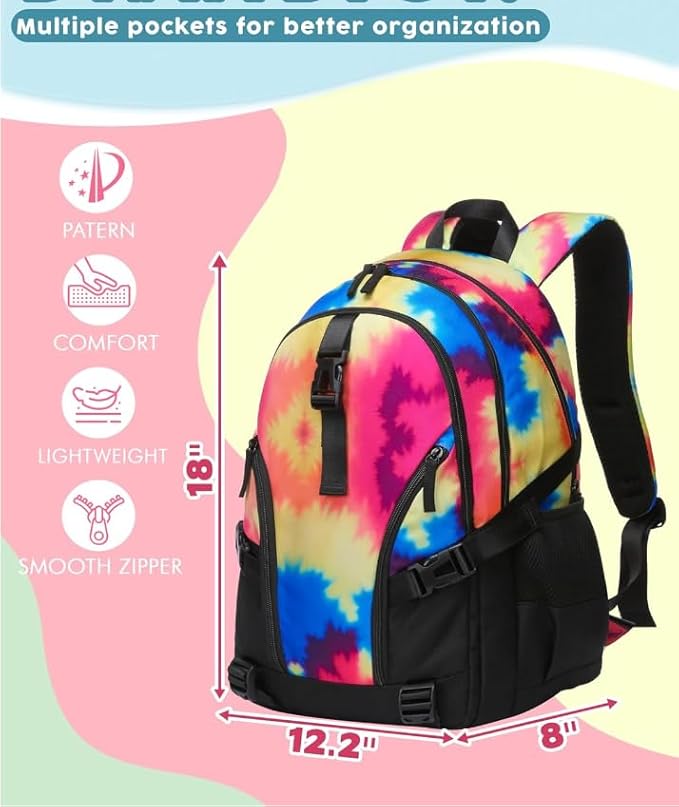 BLUEFAIRY High School Backpack for Girls Boys Middle School Bookbag for Kids Back to School Bag for College with Large Compartment Casual Daypack Mochilas para Niñas Adolescentes 18" Black Rose