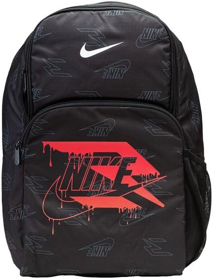 Nike 3 Brand Graphic Print Backpack – Black/Red – One Size (30L)