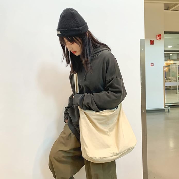 GAXOS Aesthetic Cute Messenger Bag for School Vintage Black Canvas Crossbody for Women Shoulder Laptop Bag