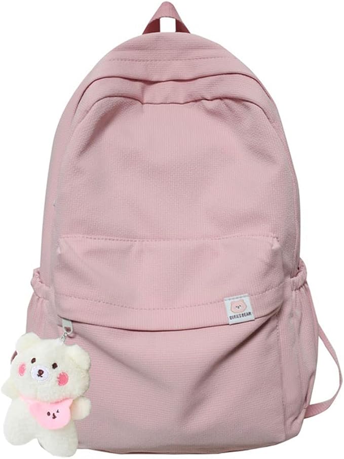 Aesthetic Backpack Cute Backpack School Supplies Laptop Bag for Teens Girls Women Students Solid Color