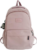 Aesthetic Backpack Cute Backpack for School College Backpack Large Capacity Bookbags for Girls Women Students Casual Travel Daypacks Solid Color(Pink)