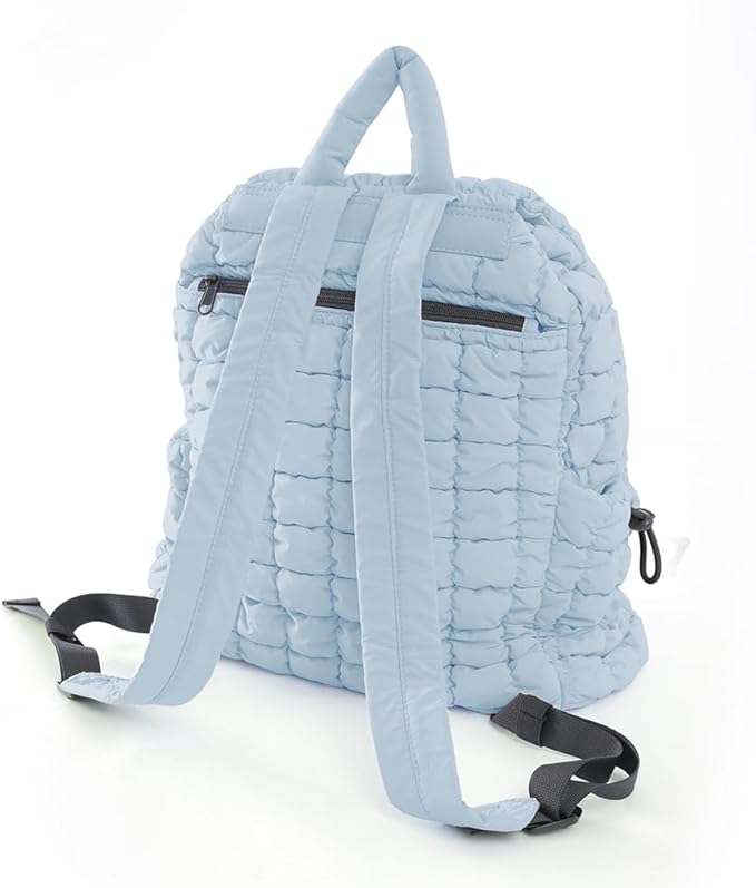 VAKAER Puffer Backpack for Women Lightweight Quilted Hiker Pack Drawstring Padding Backpacks for Travel Gym (Light Blue)