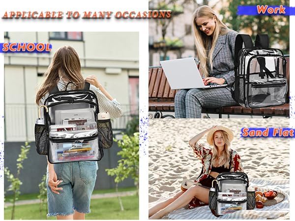 Clear Backpack,15 '' Clear Backpacks for School Heavy Duty PVC See Through Bag Waterproof Bookbag for Girls & Boys, 2 Pack