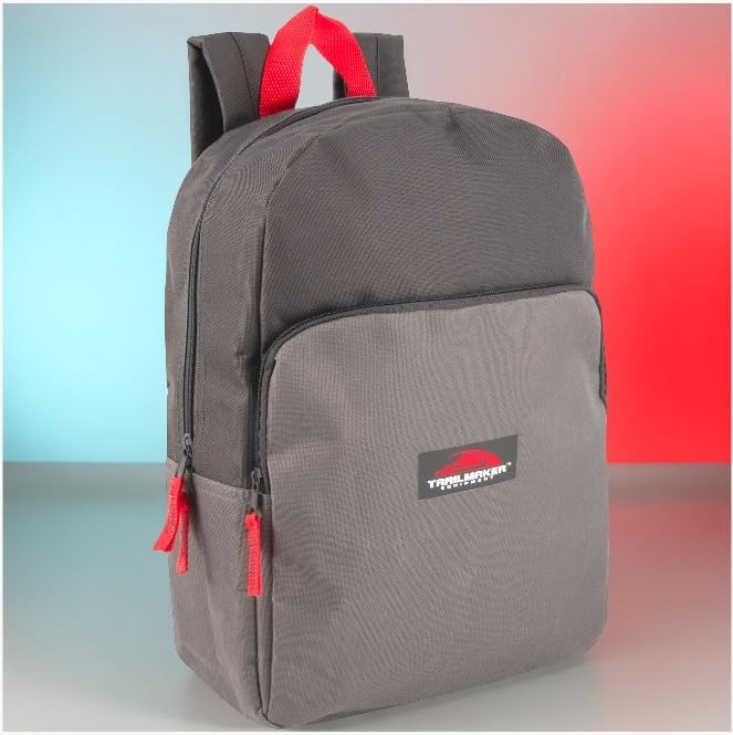 Color Block Backpacks for School Boys and Girls, 15 Inch Two Tone Colorful Small Travel Backpack for Kids (Grey)