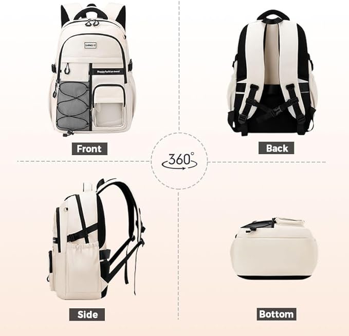 Laptop Backpack Large Cool Aesthetic Waterproof Hiking Travel Backpacks Multiple Pockets Book Bag for College Women Men (Navy Blue)