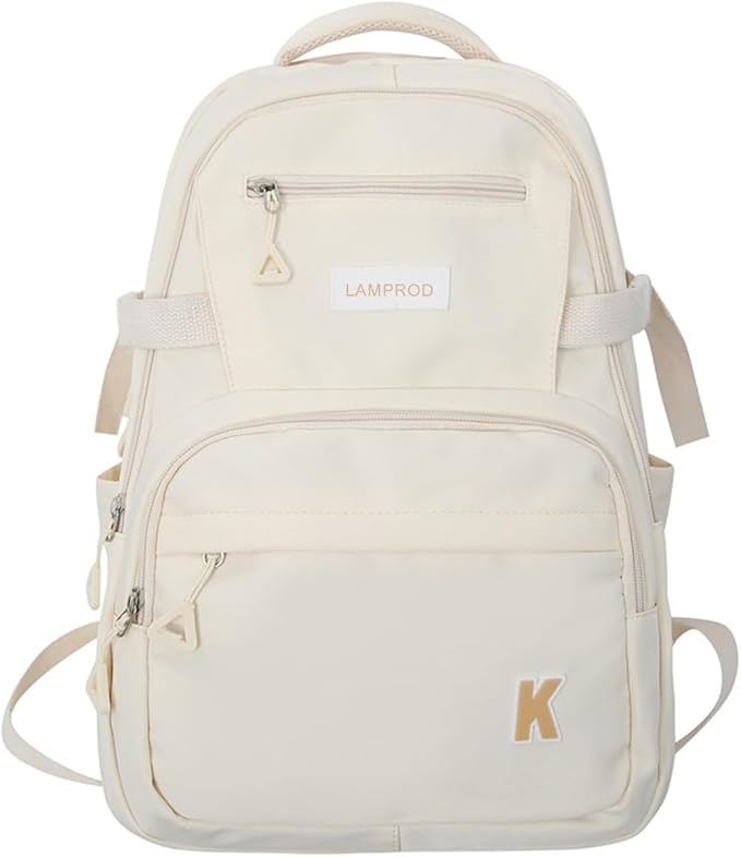 Cute Backpack Aesthetic Backpack for Girls School Casual Daypack Middle Student Travel College Backpack for Kids Large Capacity Travel(White)