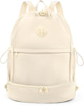Drawstring Backpack Sports Gym Bag with Shoe Compartment and Wet Pocket String Swim Bag for Women Men Beach Backpack, Beige