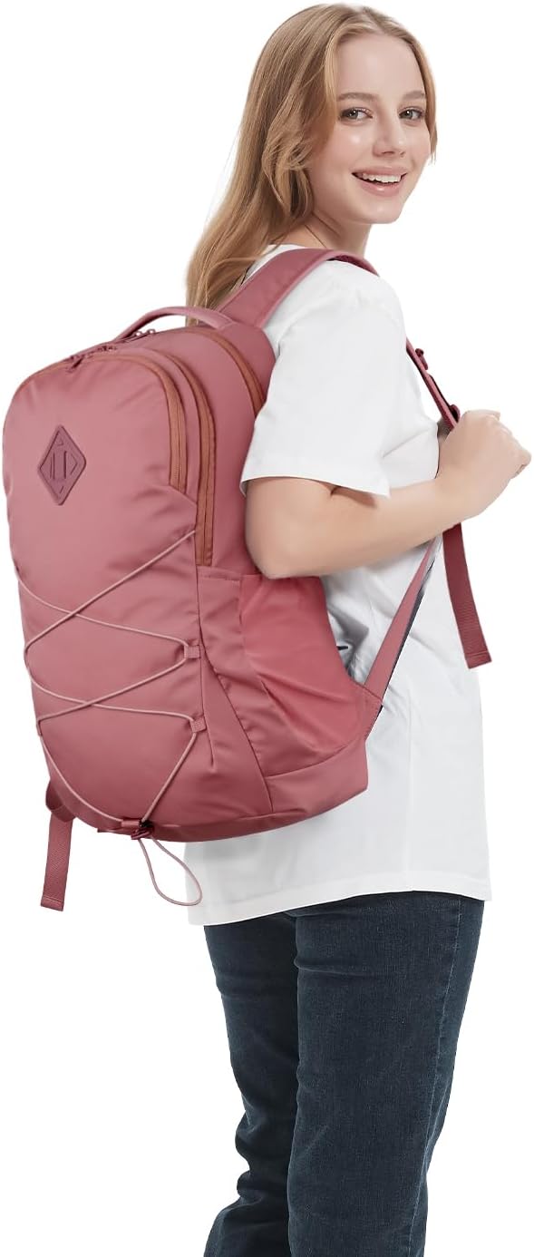 WANDF 15.6-Inch Laptop Backpack for Women, Travel Backpack Water-Resistant Lightweight College Backpack for Work Casual Business Weekender (Date Red)