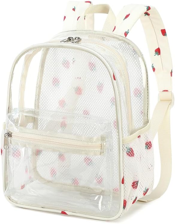 BTOOP Clear Mini Backpack for Stadium Events 12x12x6 Small Transparent Backpacks Plastic See Through Clear Bag for Concerts Work Festival Security Travel