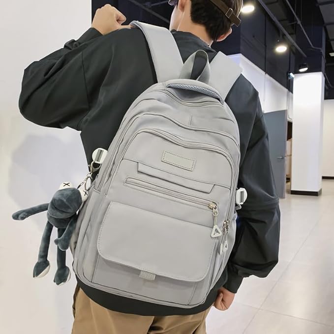 Cute Aesthetic Girls Backpack for School Large Capacity Bookbags College Backpack for Students Kids Teen Girls Laptop Bookbag Casual Travel Daypacks(Gray)
