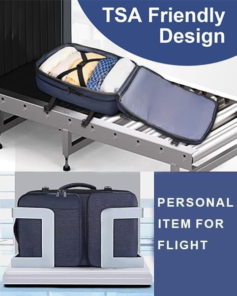 Vancropak Personal Item Backpack for Airlines, Expandable Travel Backpack with 3 Packing Cubes, TSA Flight Approved Carry on Travel Bag, Large Water Resistant Luggage Suitcase bag for Men Women, Blue