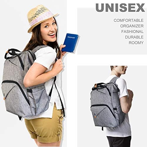 Hap Tim Laptop Backpack 15.6/14/13.3 Inch Laptop Bag Travel Backpack for Women/Men Waterproof School Computer Bag Large Capacity Bookbag for College/Travel/Business (7651EU), Grey, 15.6 inches, Casual