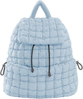 VAKAER Puffer Backpack for Women Lightweight Quilted Hiker Pack Drawstring Padding Backpacks for Travel Gym (Light Blue)