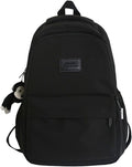 Aesthetic Backpack Cute Backpack for School College Backpack Large Capacity Bookbags for Girls Women Students Casual Travel Daypacks Solid Color(Black)