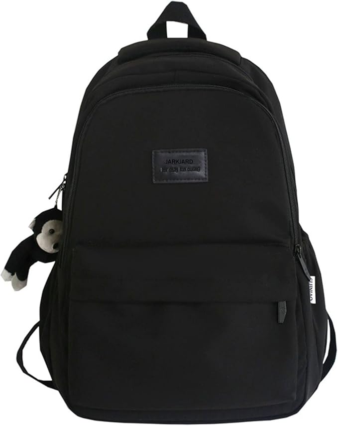 Aesthetic Backpack Cute Backpack for School College Backpack Large Capacity Bookbags for Girls Women Students Casual Travel Daypacks Solid Color(Black)