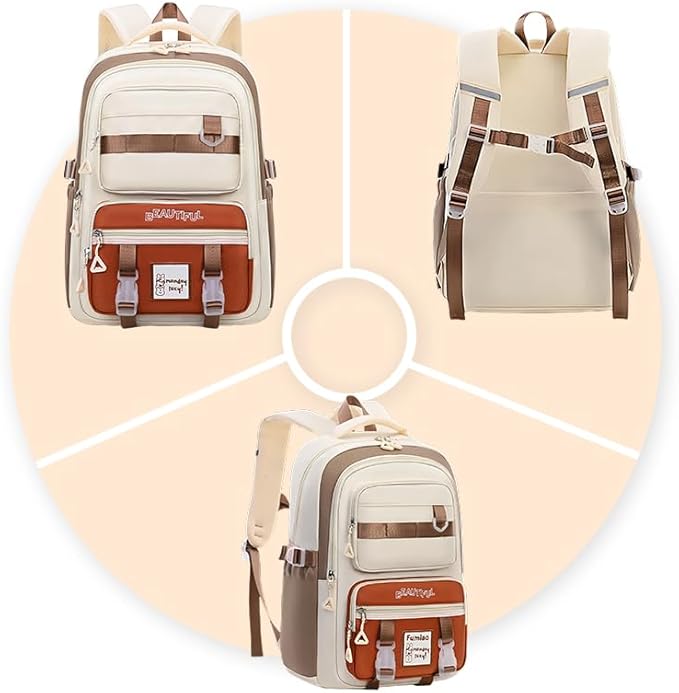 Cute Aesthetic Backpack for Women College Laptop Backpacks Kawaii Preppy Multiple Pockets Anti Theft Waterproof Large Daypack (Pink)