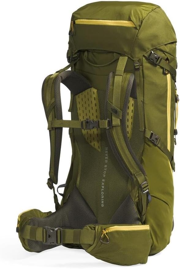 The North Face Terra 55 Backpack - Unisex Hiking Pack, Cinch-Top Opening with Zipper, Pole & Ice Axe Attachments, Forest Olive/New Taupe Green-NPF, Small/Medium