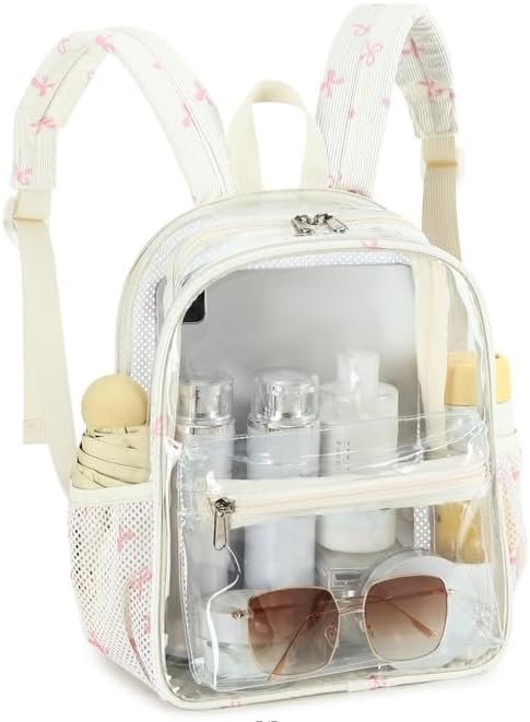 BTOOP Clear Mini Backpack for Stadium Events 12x12x6 Small Transparent Backpacks Plastic See Through Clear Bag for Concerts Work Festival Security Travel