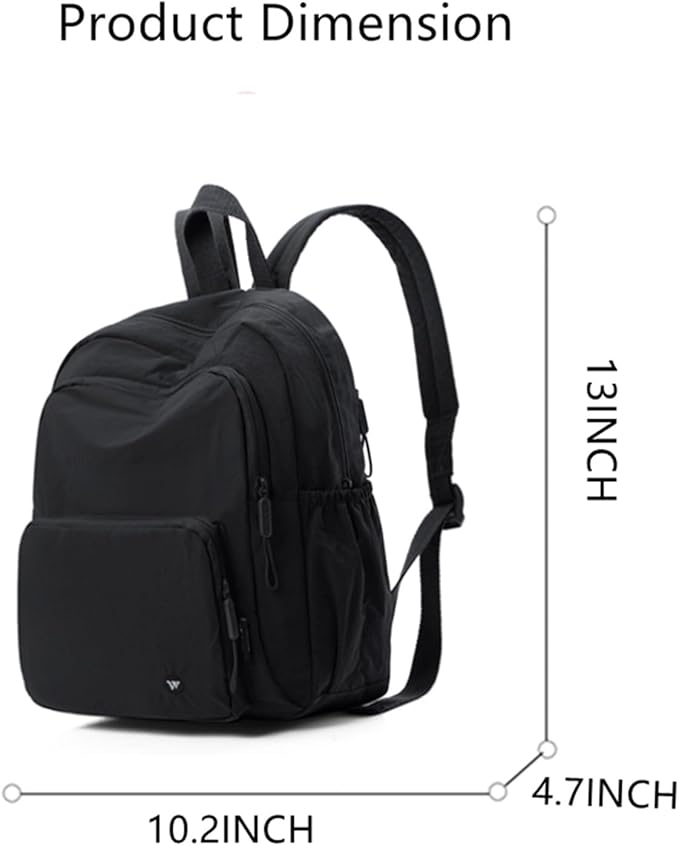 Small Nylon Backpack Mini Casual Daypack Lightweight Backpack for Women Travel Purse (Red)