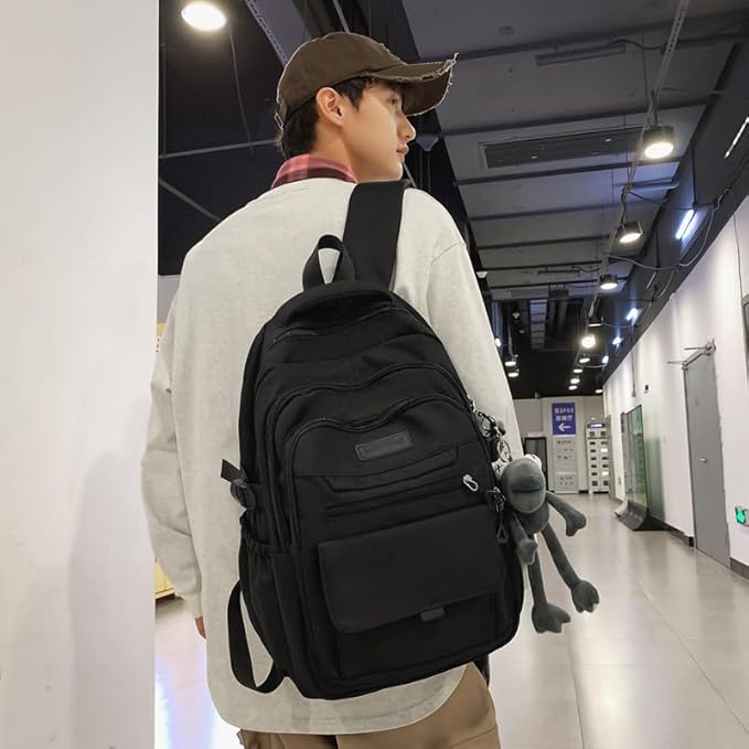 Cute Aesthetic Girls Backpack for School Large Capacity Bookbags College Backpack for Students Kids Teen Girls Laptop Bookbag Casual Travel Daypacks(Black)