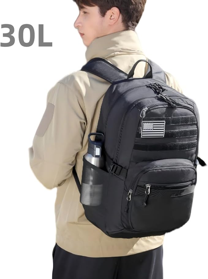Military Tactical Backpack for Men Army 3 Days Assault Pack Bag with Molle System for Outdoor Adventures (grey, 30L)