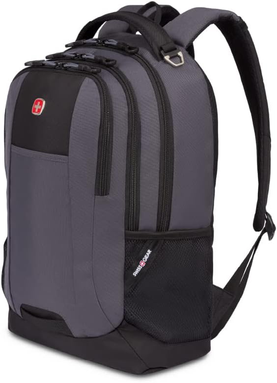 SWISSGEAR Cecil 18-Inch Laptop Backpack Fits 16-Inch Laptop, Travel Daypack with Organizer Pockets, Water Bottle Holders & Padded Straps – Dark Grey/Black