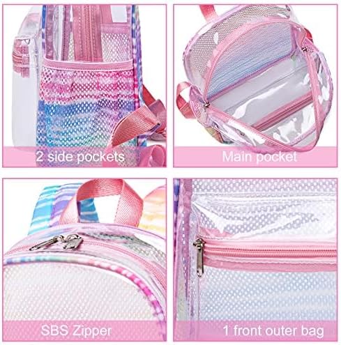BTOOP Clear Mini Backpack for Stadium Events 12x12x6 Small Transparent Backpacks Plastic See Through Clear Bag for Concerts Work Festival Security Travel