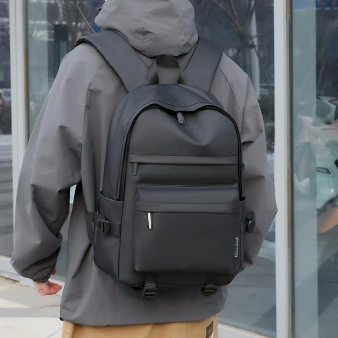 Black School Backpack Women Men, Waterproof Lightweight Small Backpack 15.6 Inch Laptop Backpack for Boys Girls Teens Travel Gym Work College Daypack carry on flight approved School Bag Bookbag