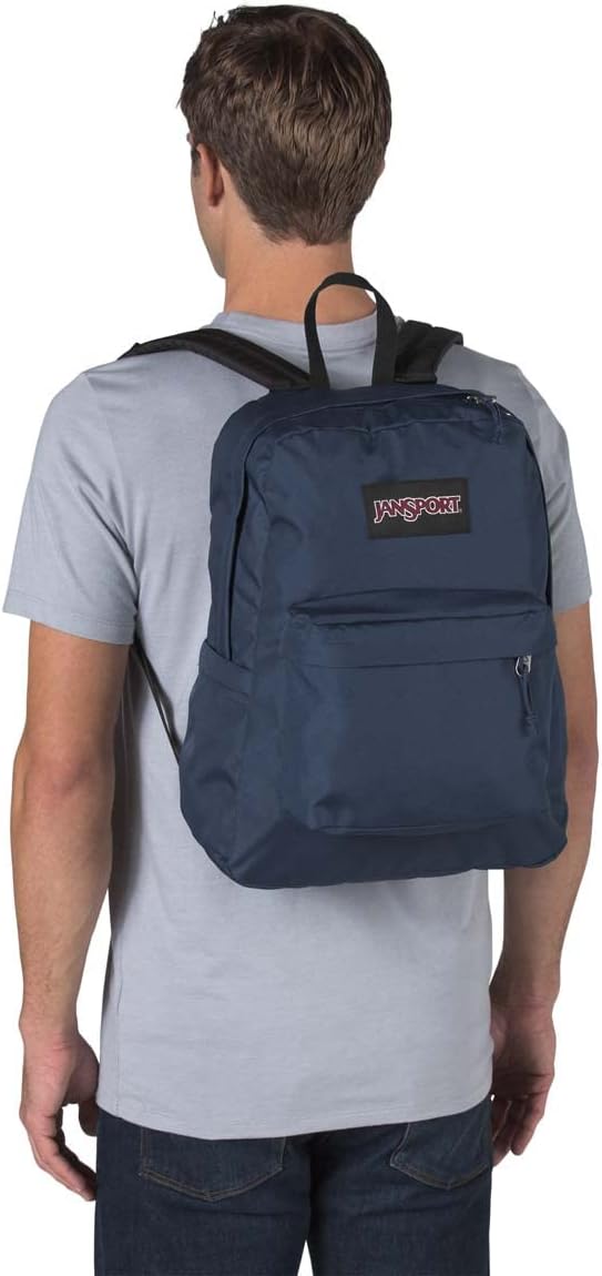 JanSport SuperBreak Plus Backpack with Padded 15-inch Laptop Sleeve and Integrated Bottle Pocket - Spacious and Durable Daypack for Work and Travel - Navy