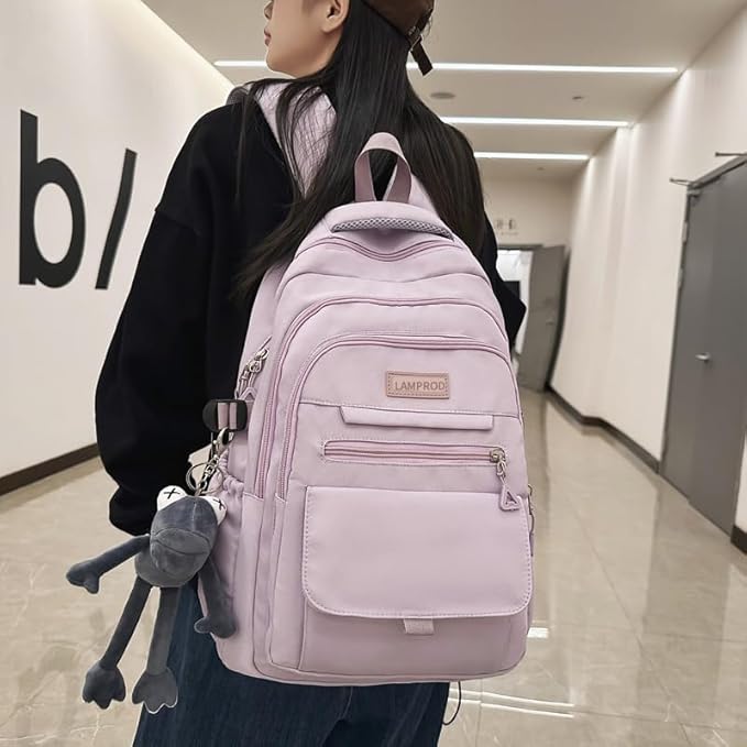 Cute Aesthetic Girls Backpack for School Large Capacity Bookbags College Backpack for Students Kids Teen Girls Laptop Bookbag Casual Travel Daypacks(Purple)