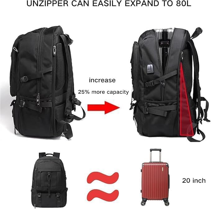 DUSLANG Travel laptop backpack, Extra Large 60L Traveling College Backpack,Large Capacity Backpack for Men Women,Fits 17 Inch Computer, USB Charging Port, Green