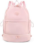 Drawstring Backpack Sports Gym Bag with Shoe Compartment and Wet Pocket String Swim Bag for Women Men Beach Backpack, Pink