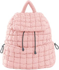 VAKAER Puffer Backpack for Women Lightweight Quilted Hiker Pack Drawstring Padding Backpacks for Travel Gym (Pink)
