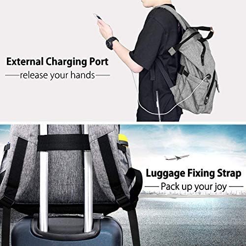 Hap Tim Laptop Backpack 15.6/14/13.3 Inch Laptop Bag Travel Backpack for Women/Men Waterproof School Computer Bag Large Capacity Bookbag for College/Travel/Business (7651EU), Grey, 15.6 inches, Casual
