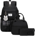 Joymoze Women Fashion Travel Backpack Set Roomy Laptop Rucksack Set Casual Daypack for Girl Black