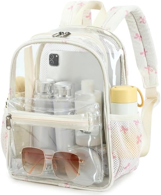 BTOOP Clear Mini Backpack for Stadium Events 12x12x6 Small Transparent Backpacks Plastic See Through Clear Bag for Concerts Work Festival Security Travel