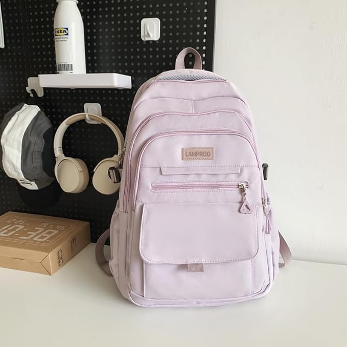 Cute Aesthetic Girls Backpack for School Large Capacity Bookbags College Backpack for Students Kids Teen Girls Laptop Bookbag Casual Travel Daypacks(Purple)