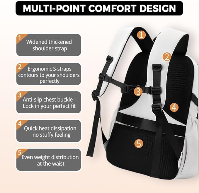 Laptop Backpack Large Cool Aesthetic Waterproof Hiking Travel Backpacks Multiple Pockets Book Bag for College Women Men (Navy Blue)