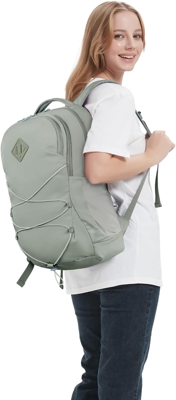 WANDF 15.6-Inch Laptop Backpack for Women, Travel Backpack Water-Resistant Lightweight College Backpack for Work Casual Business Weekender (Green) | Airline Approved, Water Resistant, Lightweight, Travel Bag, with Whistle Buckle