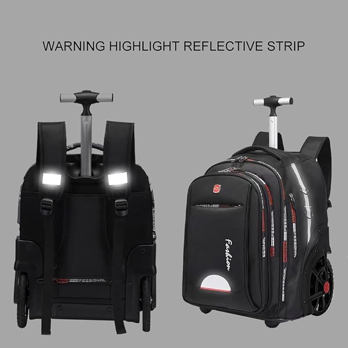 Rolling Backpack for Adults, 22 Inch Backpack with Wheels for Business, College Student and Travel Commuter, Waterproof Wheeled Backpack (black)