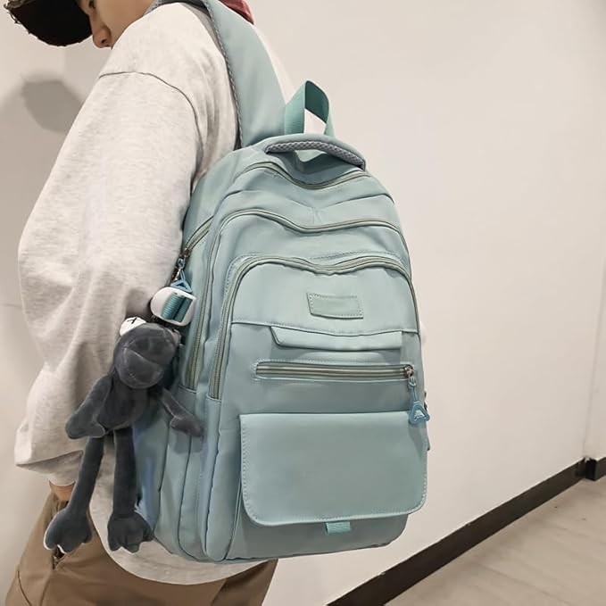 Cute Aesthetic Girls Backpack for School Large Capacity Bookbags College for Students Kids Teen Girls Laptop Bookbag Casual Travel Daypacks(Blue)